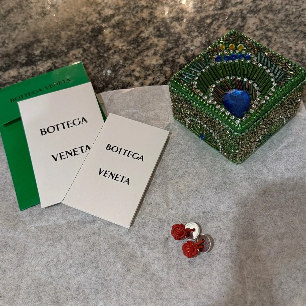 Bottega Veneta Red Leather Knot Cufflinks